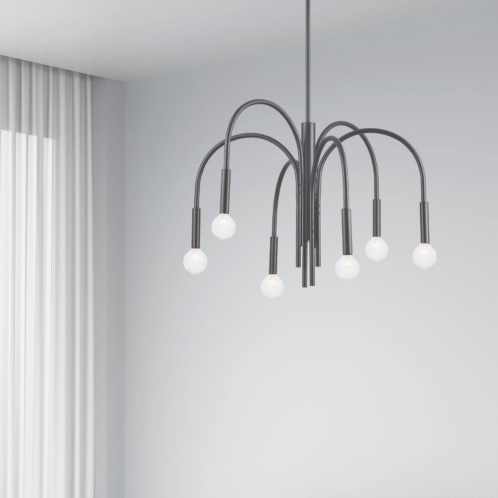 Matte Black 6-Light Traditional Candlestick Chandelier