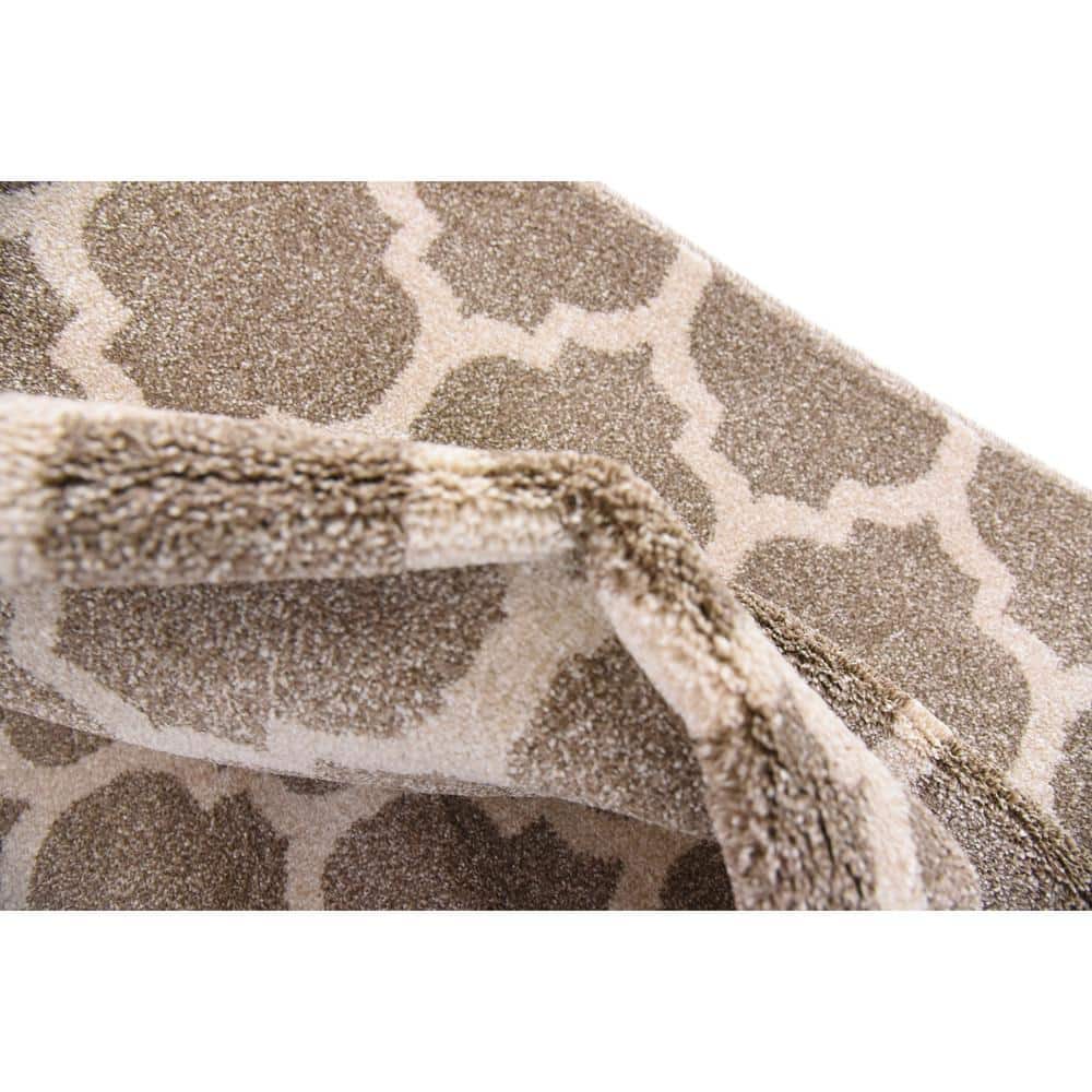 Elegant Trellis Light Brown 4'x6' Stain-Resistant Area Rug