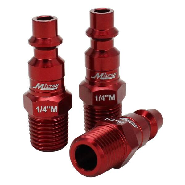 - 1/4" NPT 5-Piece Milton S305MKIT ColorFit Coupler & Plug Kit - M-Style, Red