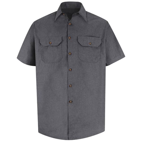 Red Kap Men's Size 2XL Charcoal Heathered Poplin Uniform Shirt SH20CH ...