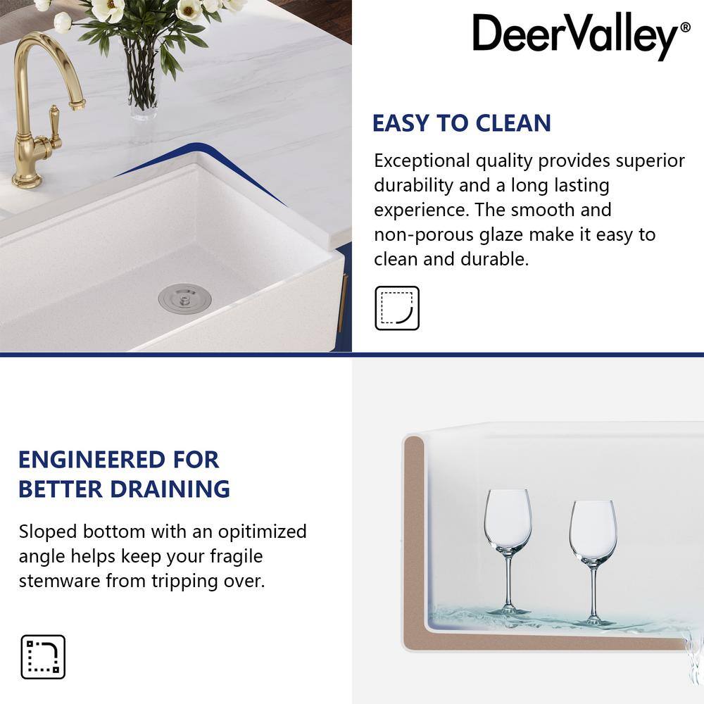 33" Gritty White Stainless Steel Farmhouse Workstation Sink