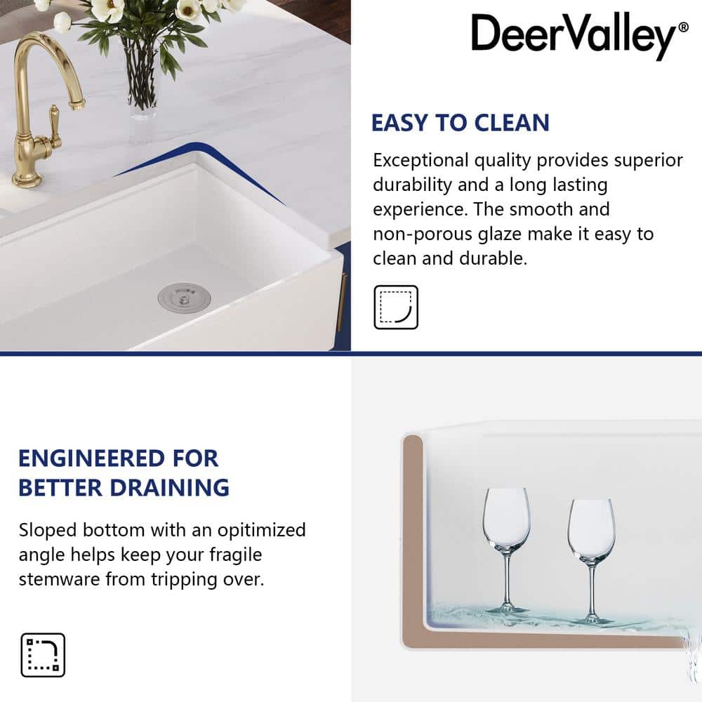 33" Gritty White Stainless Steel Farmhouse Workstation Sink