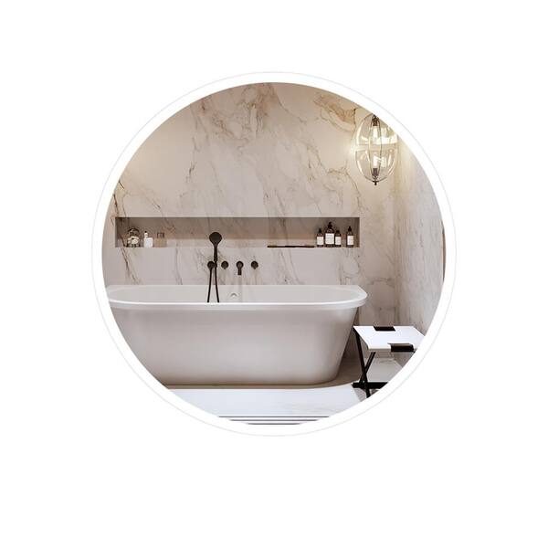 taholi 2 in. W x 24 in. H Round Frameless Wall Bathroom Vanity Mirror LED Smart Mirror in White