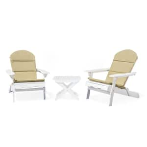 Carla White 3-Piece Wood Patio Conversation Set with Khaki Cushions