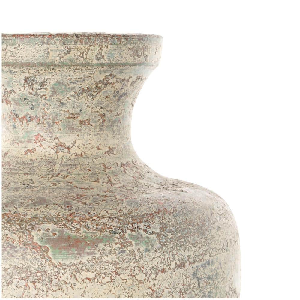 Rustic Cream and Brown Ceramic Urn Vase
