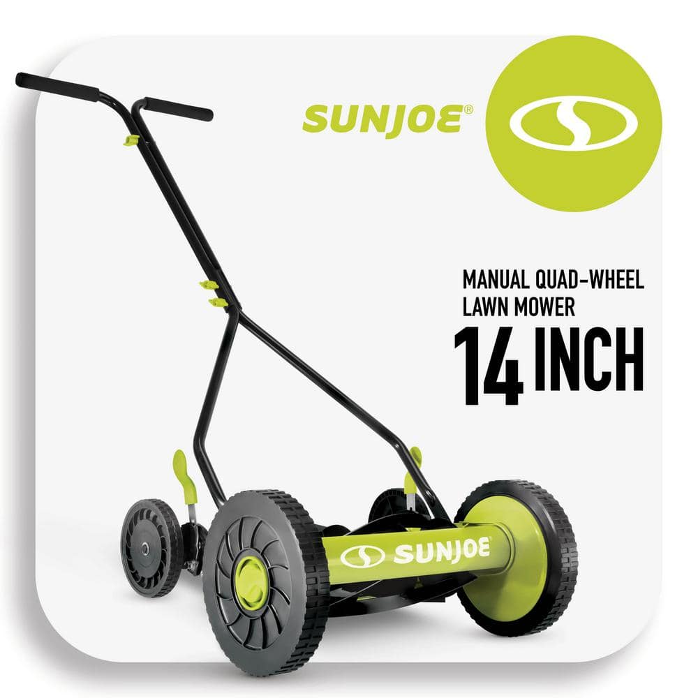 Sun Joe 14 in. Classic Quad Wheel 9-Position Manual Walk-Behind Reel Mower