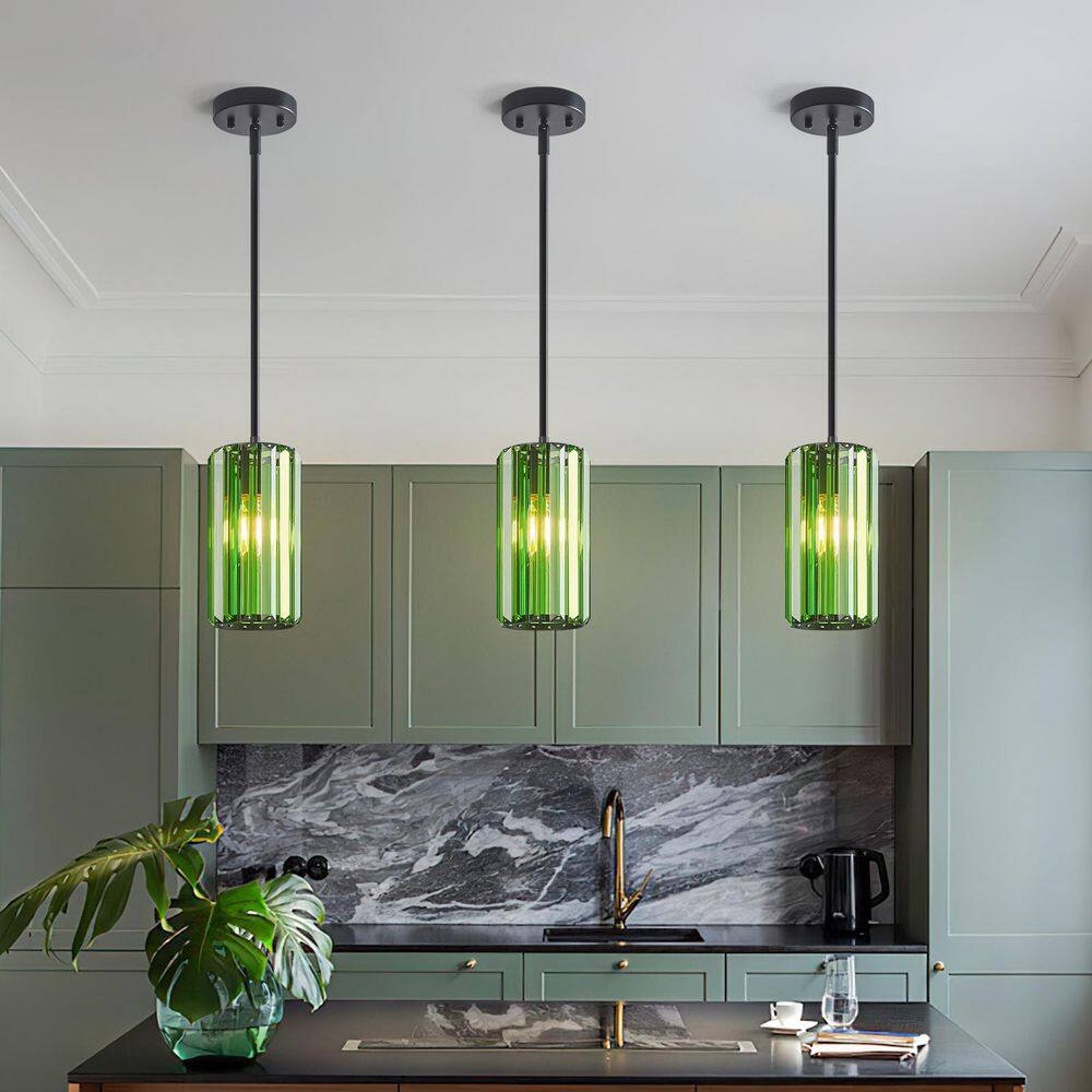 HomeLighting 40W 2-Light DarkGreen Modern Pendant Light Mini Crystal Adjustable Light Fixture for Kitchen, 2Pack price history on PriceWatchPro