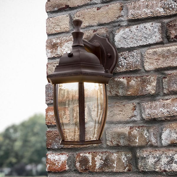 Maxxima 1-Light Aged Bronze LED Outdoor Wall Lantern Sconce with