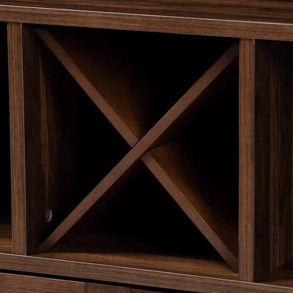 Baxton Studio Carrie 4 Bottle Walnut Wine Cabinet 163 10443 HD