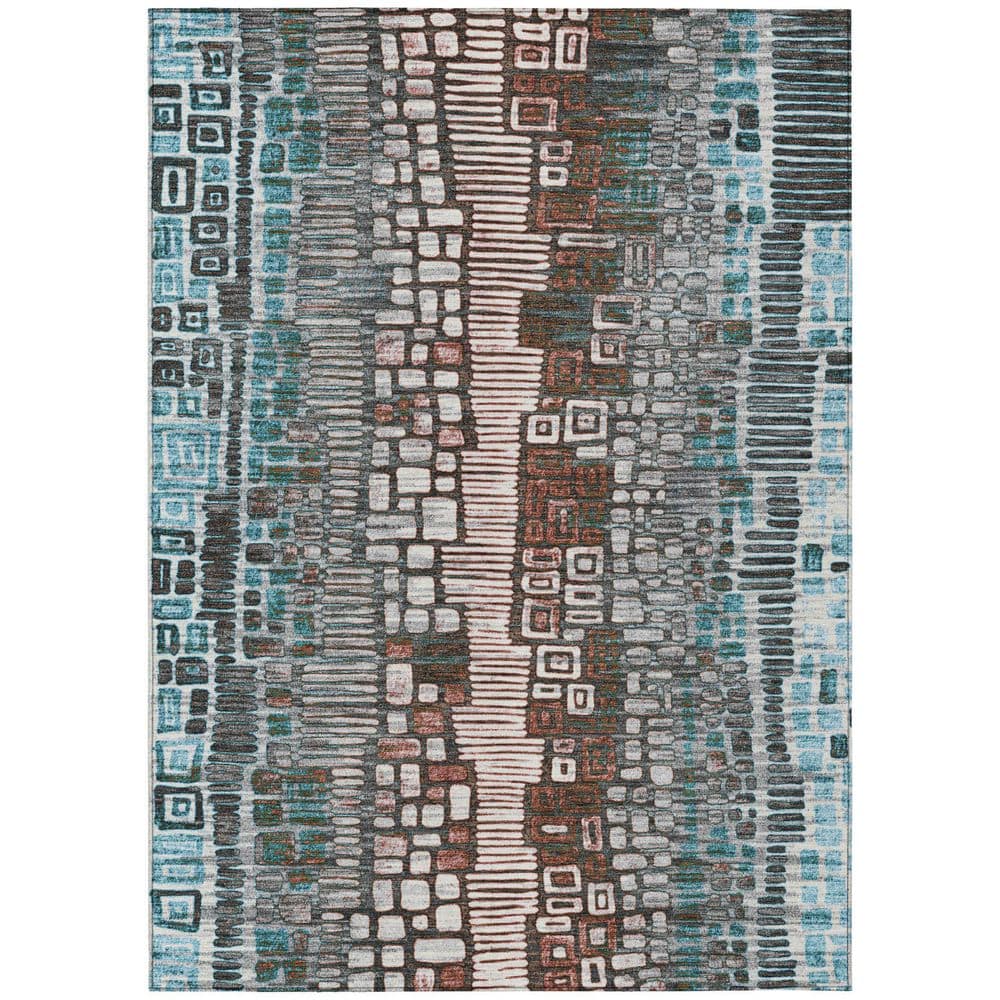 Chantille Machine Washable Indoor/Outdoor Abstract ACN2268 Teal 3 ft. x 5 ft. Area Rug price history on PriceWatchPro
