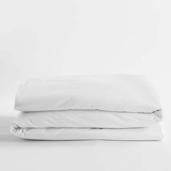 The Company Store Legends White Solid Egyptian Cotton Sateen Queen Duvet Cover