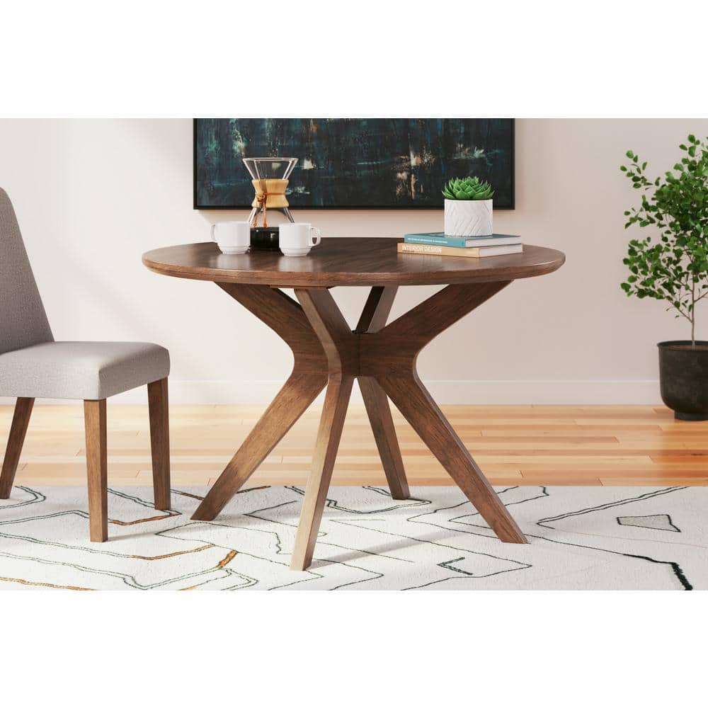 Brown Round Extendable Wood Dining Table