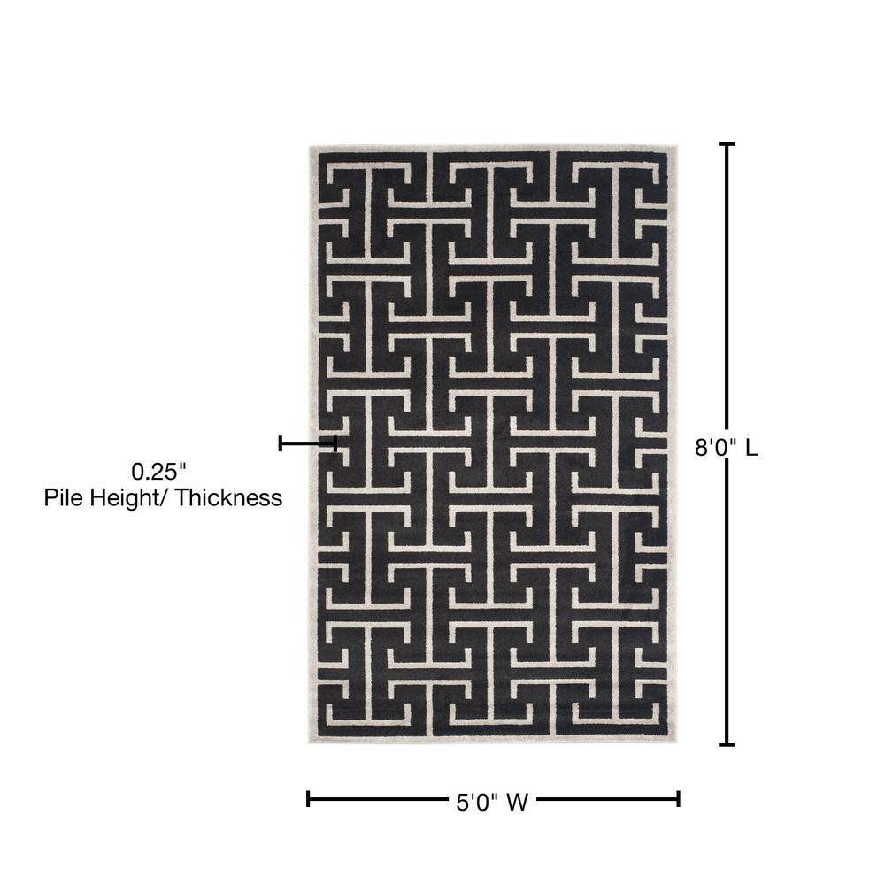 Hand-Knotted Reversible Black Cotton Blend 59" Area Rug