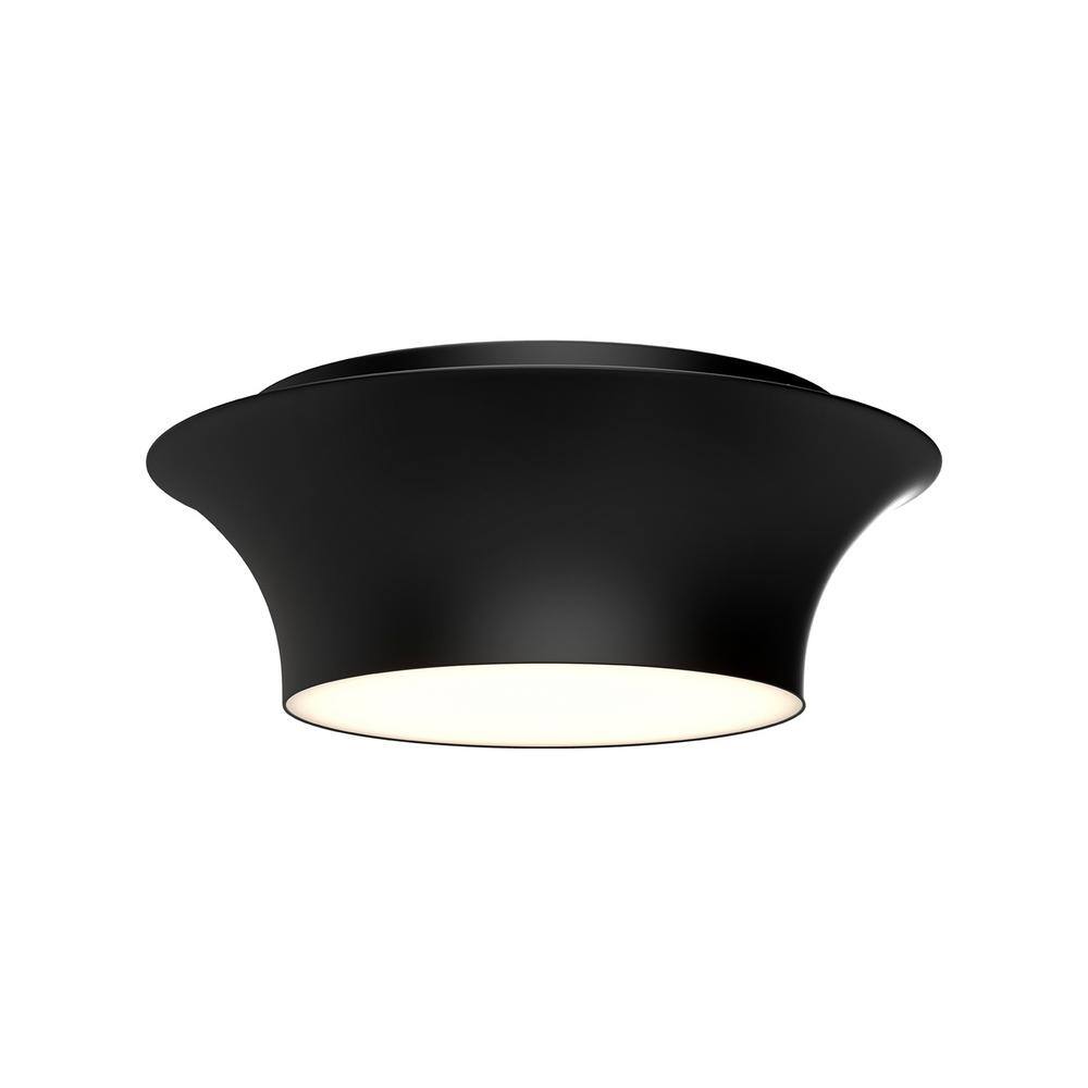 Emiko 13" Matte Black and Gold Glass Flush Mount