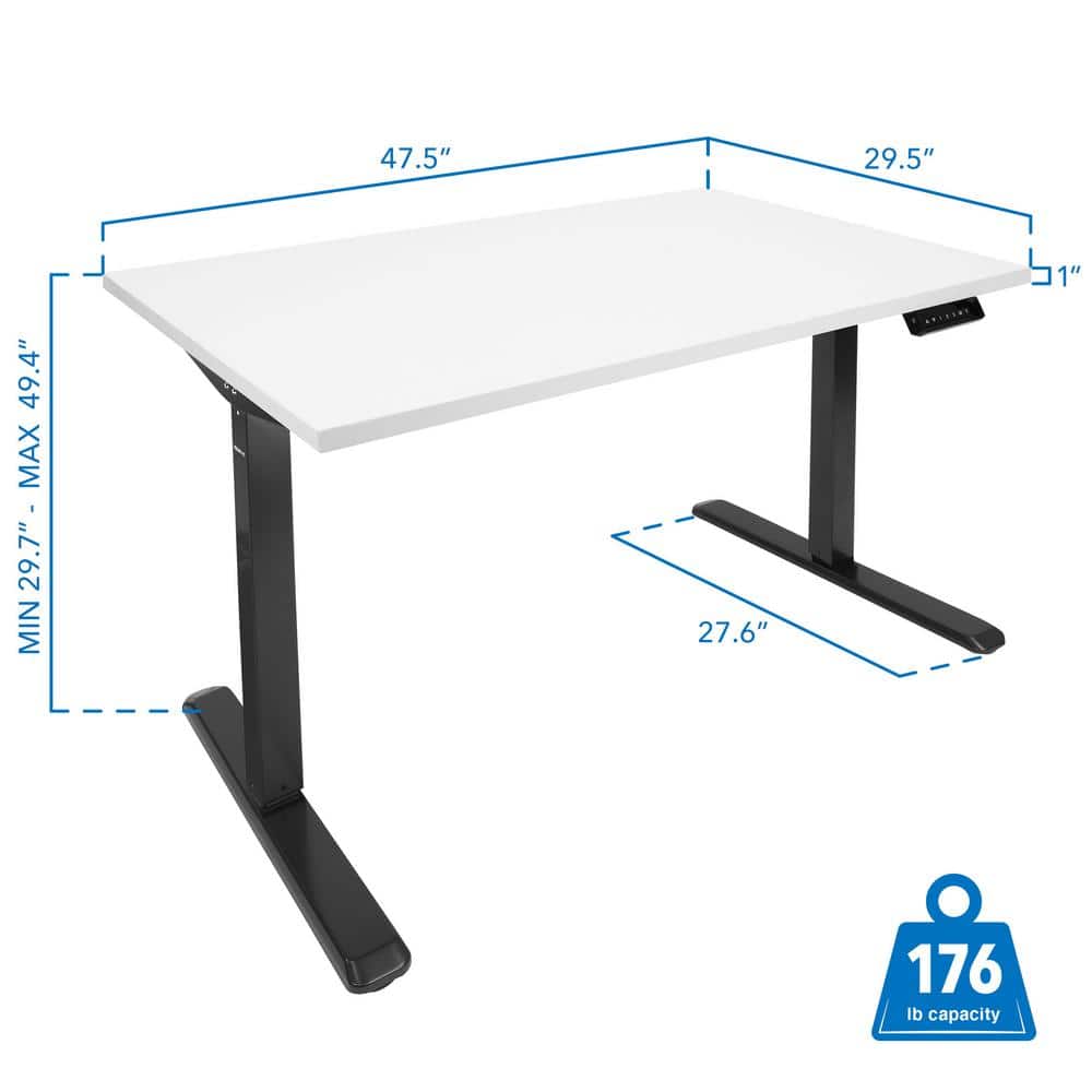 Black and White Adjustable Electric Sit-Stand Desk with Steel Frame