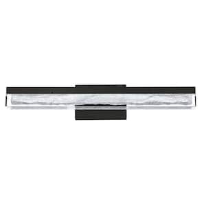 ICE AGE 24 in. 1 Light Black, Clear LED Vanity Light Bar with Clear Acrylic Shade