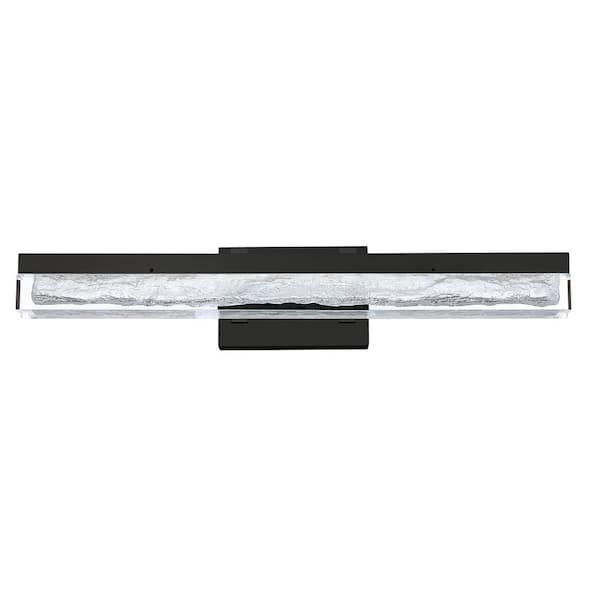 Kendal Lighting ICE AGE 24 in. 1 Light Black, Clear LED Vanity Light Bar with Clear Acrylic Shade