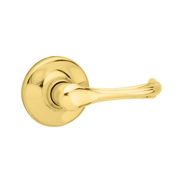 Kwikset Dorian Polished Brass Passage Hall/Closet Door Handle with Microban Antimicrobial Technology