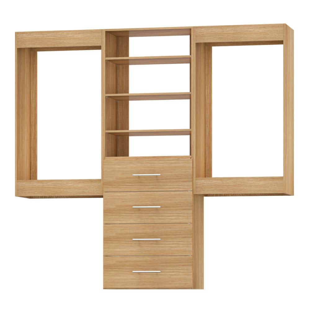 66 in W Wood Modular Closet System Wood Closet Organizer Storage Unit for Clothes Shoes Handbags and Accessories