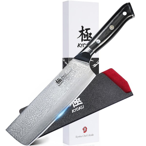 KYOKU Nakiri Knife, Shogun Series 7 in. Japanese VG10 Damascus Steel Blade Full Tang Sharp Vegetable Knife with Case Sheath