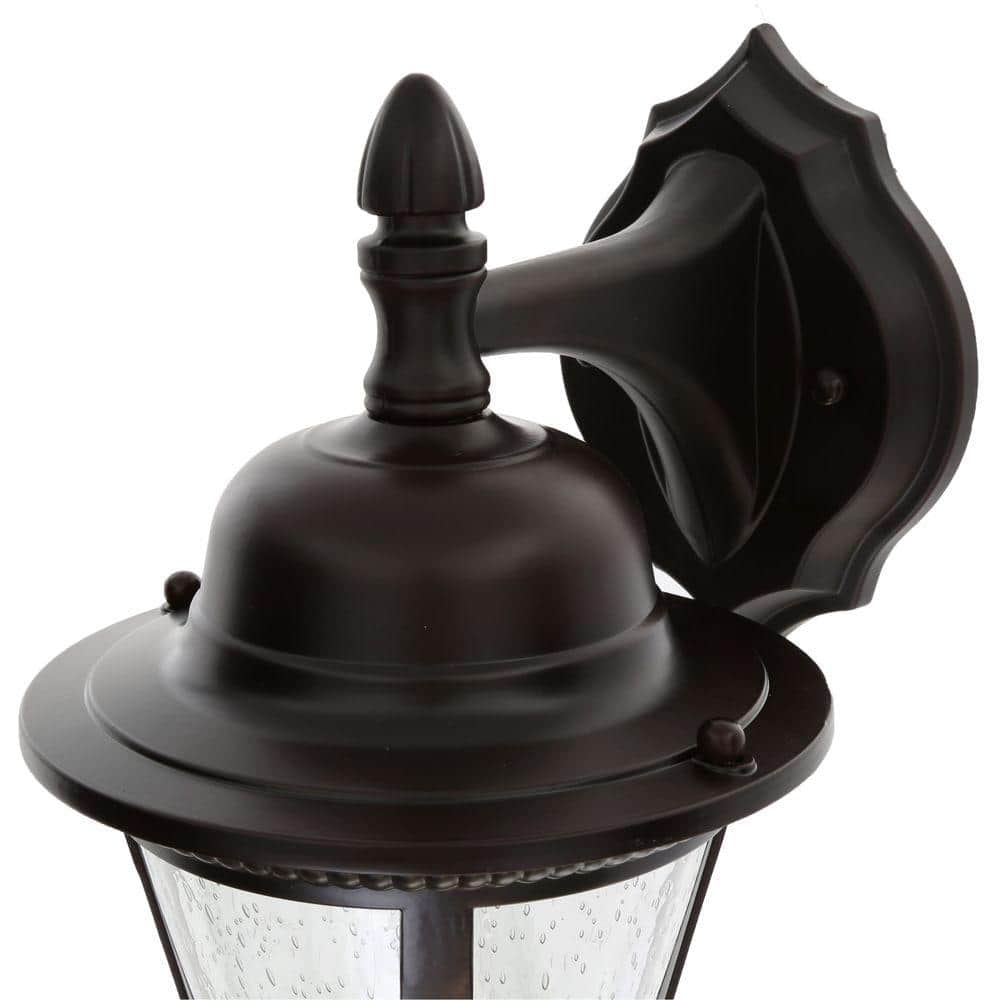 Antique Bronze 13" Outdoor Wall Lantern with Seeded Glass