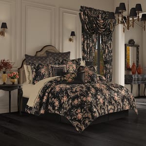Chantelle Black Polyester King 4-Piece Comforter Set
