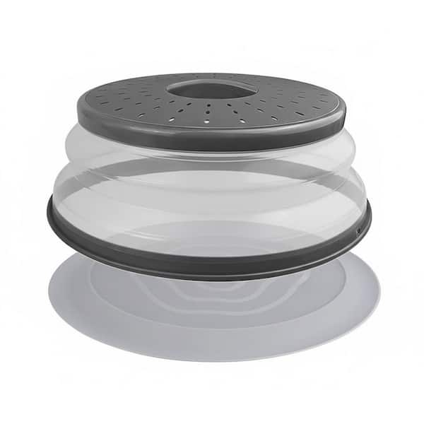 Microwave Food Cover and Collapsible Silicone Mat Set Charcoal Plastic Silicone Splatter Guard Colander Holder