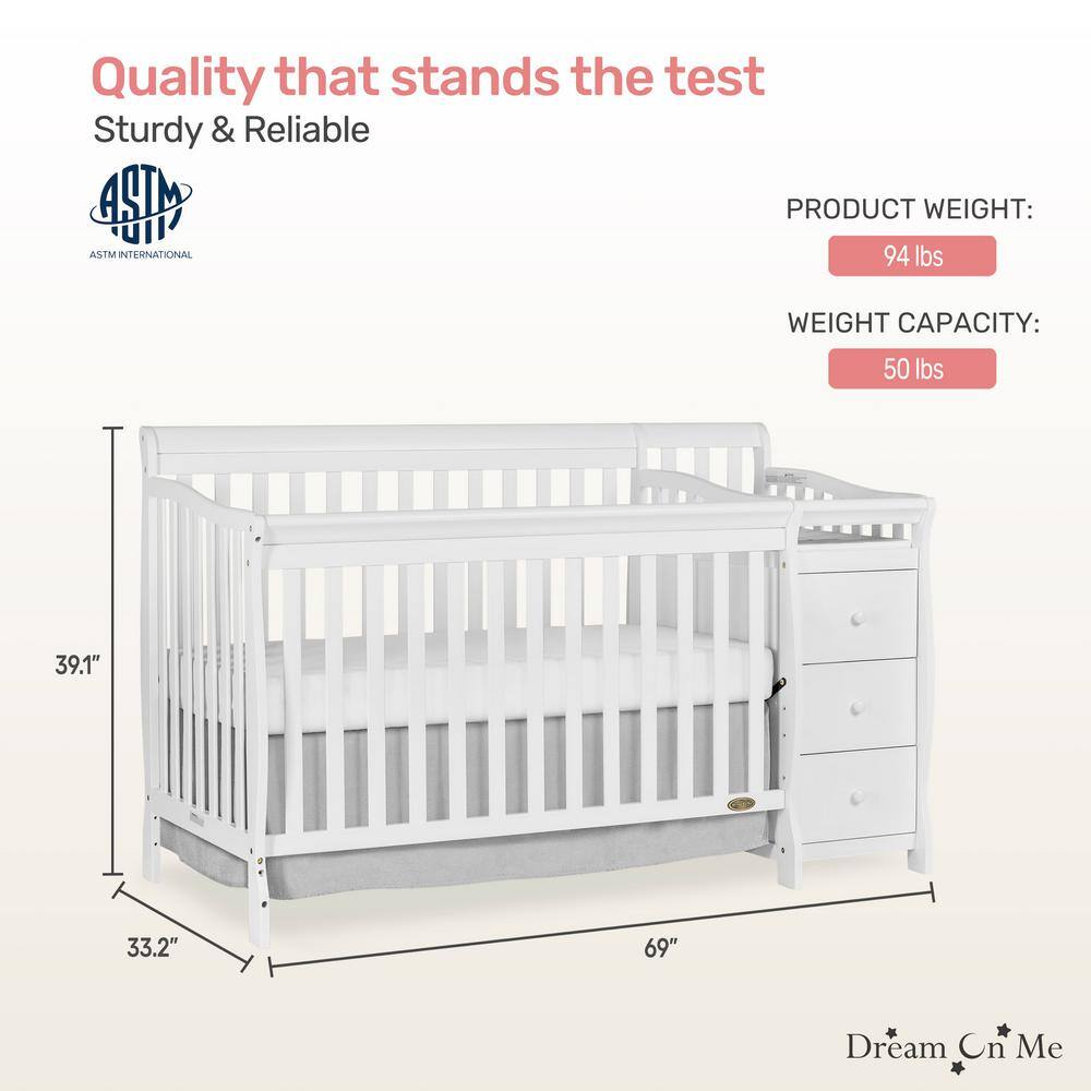 White Pine 5-in-1 Convertible Crib with Changer