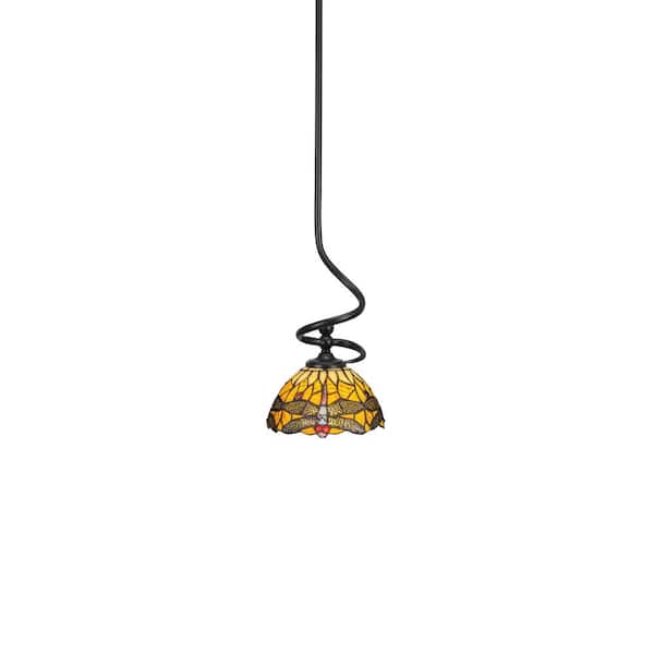 Unbranded Bridgewater 100 W 1-Light Matte Black Standard Mini Pendant Light with Glass Shade