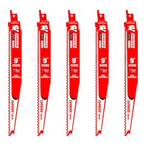 9 in. 5/7TPI Demo Carbide Reciprocating Blade for Nail-Embedded Wood (5-Pack)