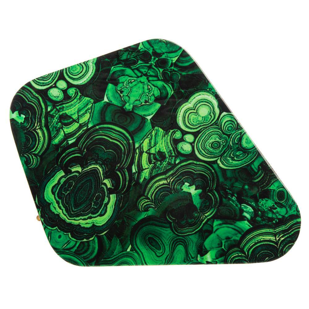 Malachite Green and Gold Abstract Stone Accent Table