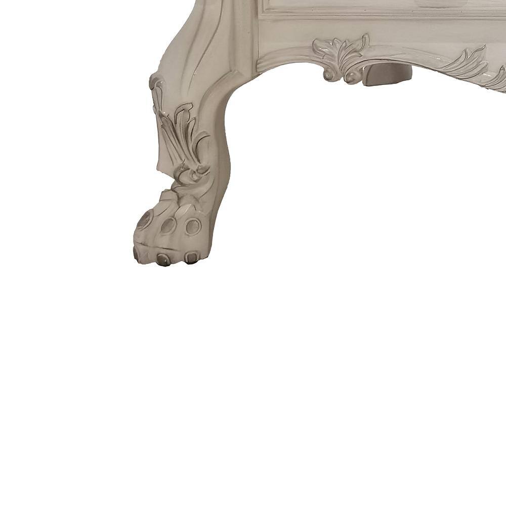 Dresden 57" Bone White Wood Coffee Table with Storage Drawers