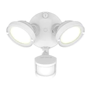 TGS 2500 Lumen Selectable White Motion Activated Outdoor Integrated LED Flood Light w/ Round Twin Heads, 4000K