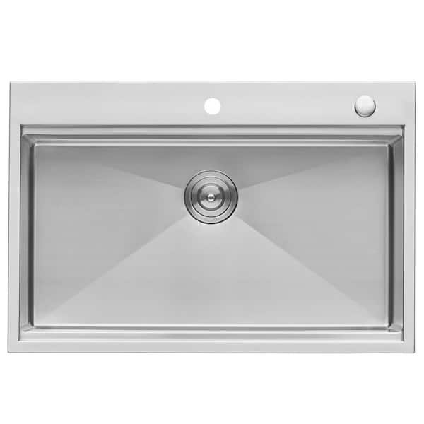 Siena 33 in. Drop-in SIngle Bowl 16-Gauge Stainless Steel Workstation Kitchen Sink with Rounded Corners and Accessories