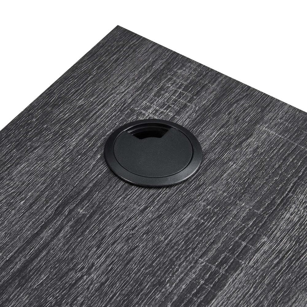 Charcoal Wood Wall-Mounted Corner Desk with Drawers