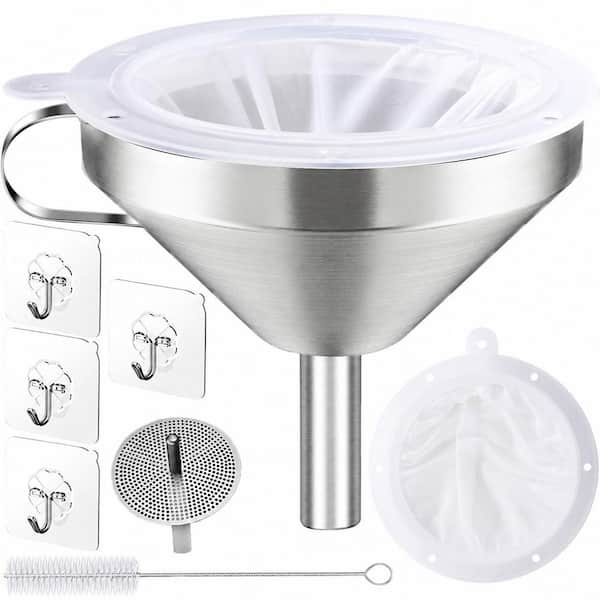 5 in Stainless Steel Funnel with Strainer and 200 Mesh Filter for Kitchen Filling