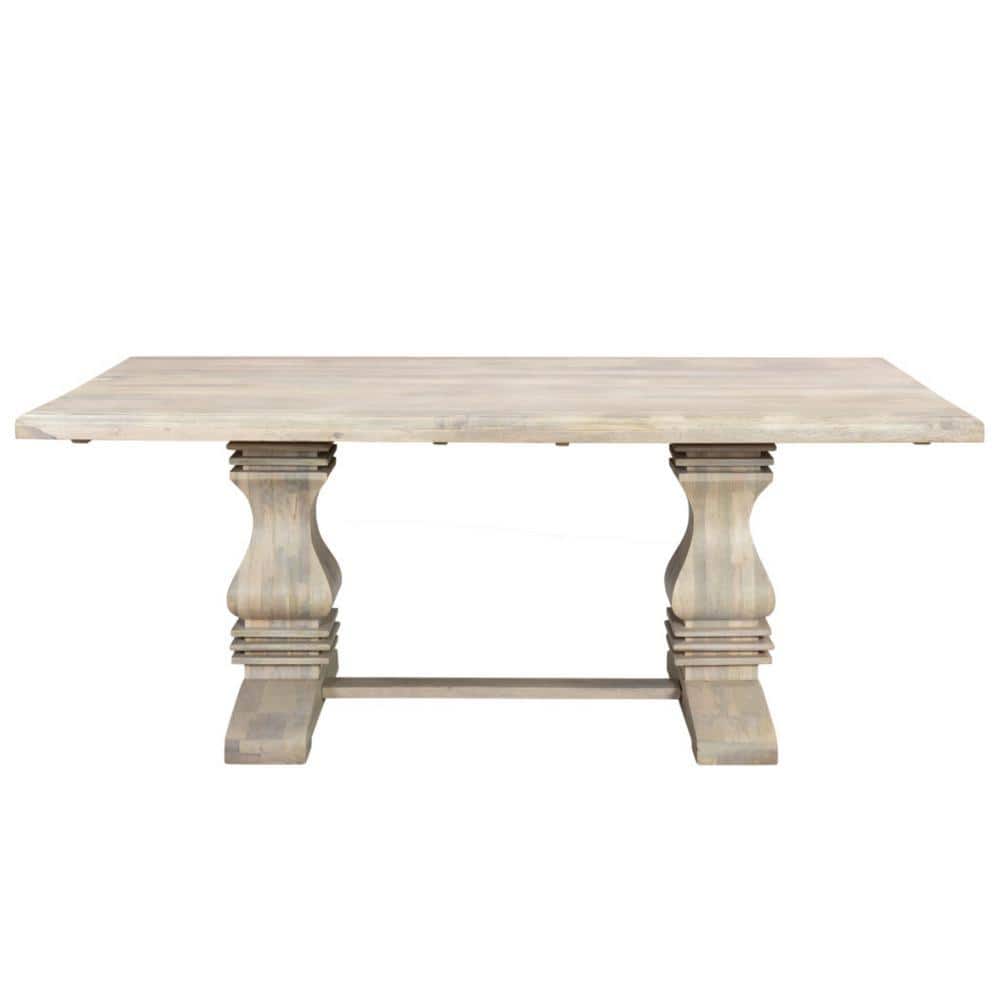 HomeRoots White Solid Wood 76 in. Trestle Dining Table Seats 6 2000521843 - The Home Depot