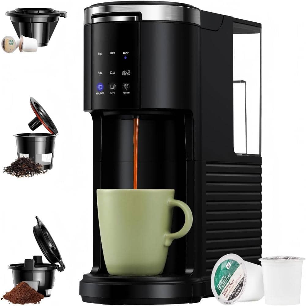 3-in-1 Single Serve Coffee Machine， K-Cup, 6-14oz sizes, 40oz water tank, descale settings, black. price history on PriceWatchPro