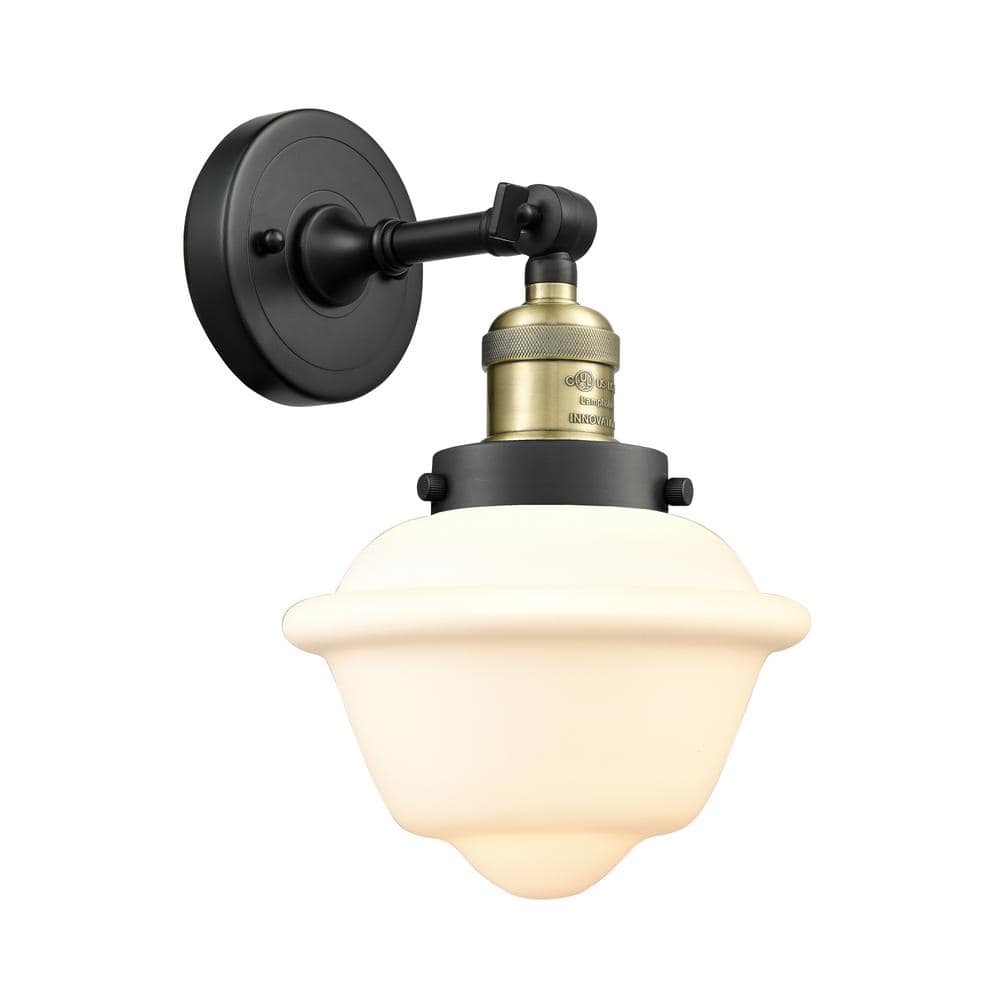 Oxford 1-Light Matte White, Black Antique Brass Wall Sconce with White Glass Shade price history on PriceWatchPro