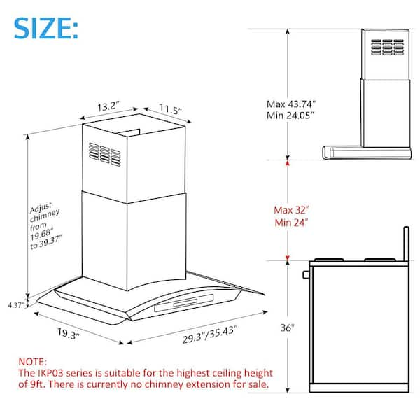 36 in. 900 CFM Ducted Wall Mount Range Hood in Stainless Steel with LED  Light