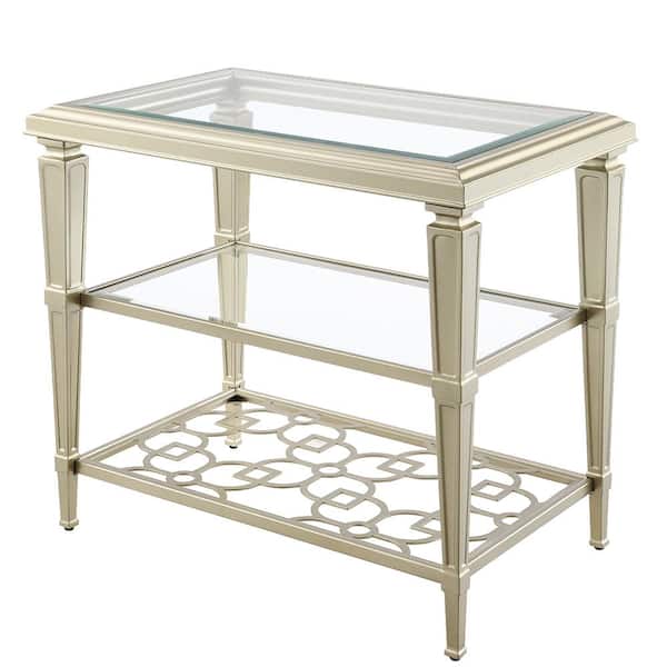 Acme Furniture Zaba 28 in. Glass Top and Silver Finish