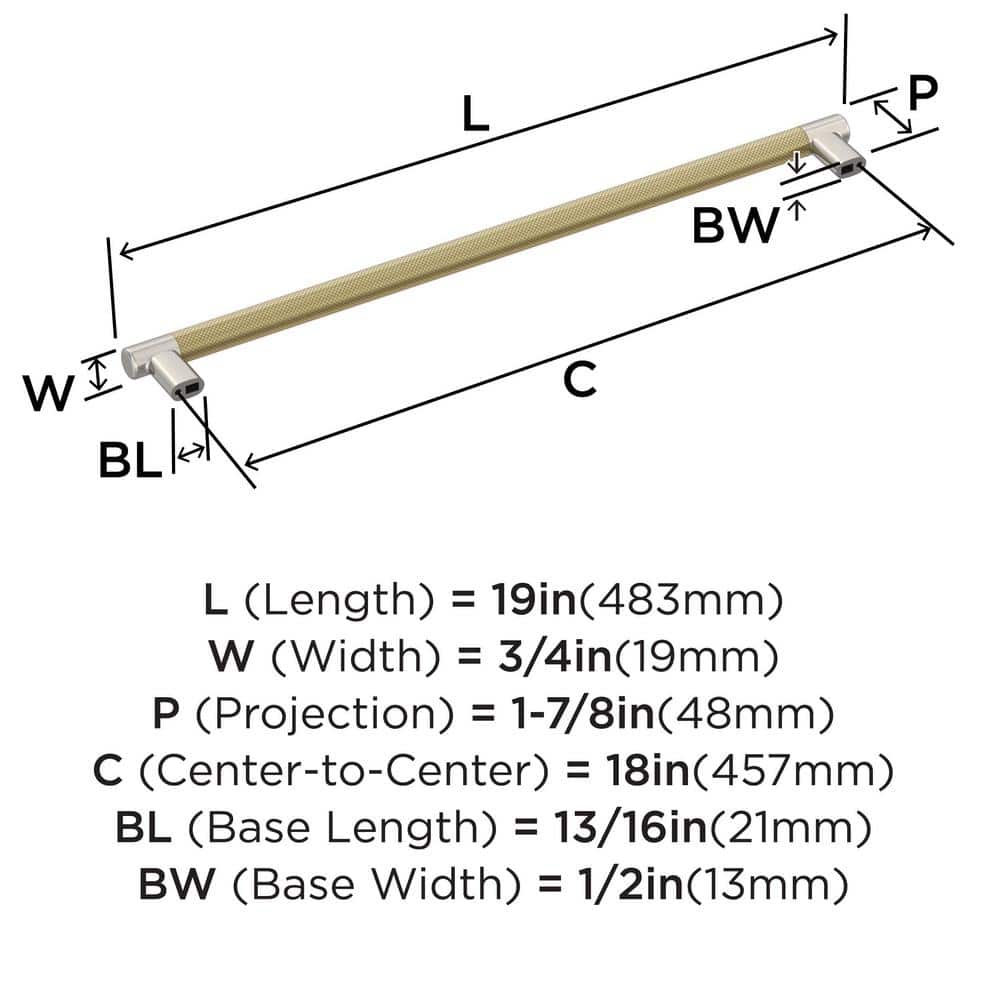 Polished Nickel and Golden Champagne 18" Modern Appliance Pull