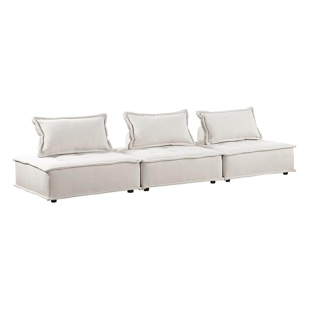 Landrum 120 in. W. Armless Boucle Fabric Rectangle Sofa in Beige