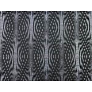 Silver and Black Radiant Grasscloth Paper Unpasted Matte Wallpaper ( 36 in. x 24 ft.)