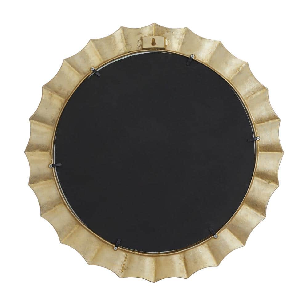 35-Inch Round Gold Sunburst Wall Mirror with Metal Frame
