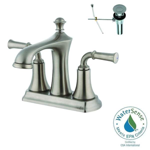 Yosemite Home Decor 4 in. Centerset 2-Handle Bathroom Faucet in Brushed Nickel with Pop-Up Drain