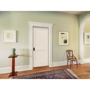 36 in. x 80 in. 2 Panel Monroe Primed Right-Hand Smooth Solid Core Molded Composite MDF Single Prehung Interior Door