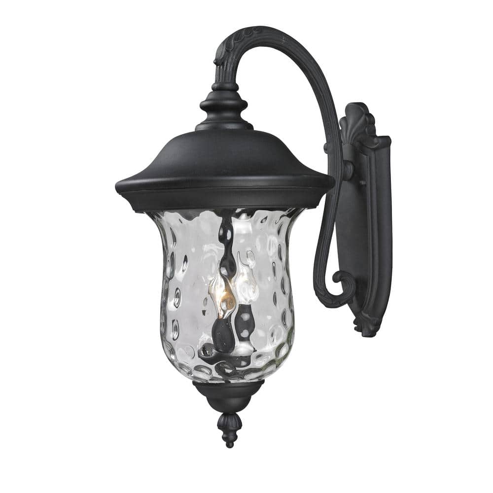 Armstrong Black Outdoor Hardwired Lnatern Wall Sconce with No Bulbs Include