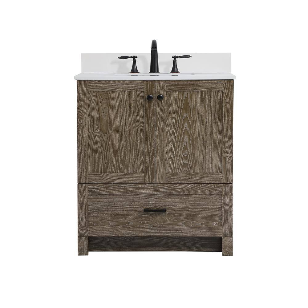 Weathered Oak 30" Single Bathroom Vanity with Porcelain Sink