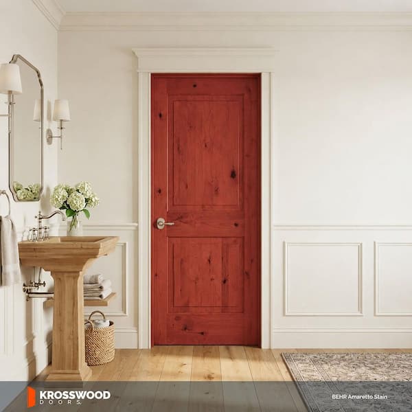 Rustic Knotty Alder 2-Panel Square Top Solid Wood Stainable Interior Door Slab
